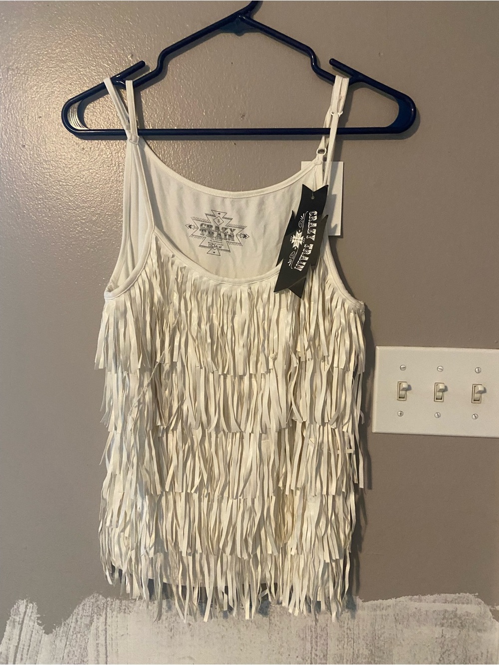 Crazy Train White Fringe Tank Top